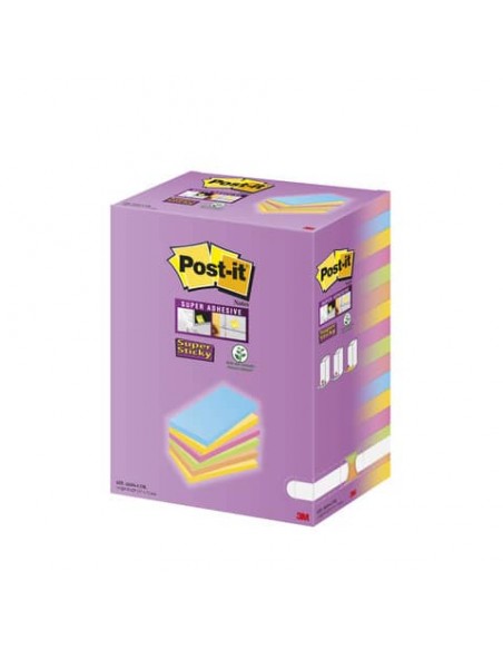 Foglietti riposizionabili  Post-it® Super Sticky Color Notes 127x76 mm Tower Pack 16 blocchetti da 90 ff