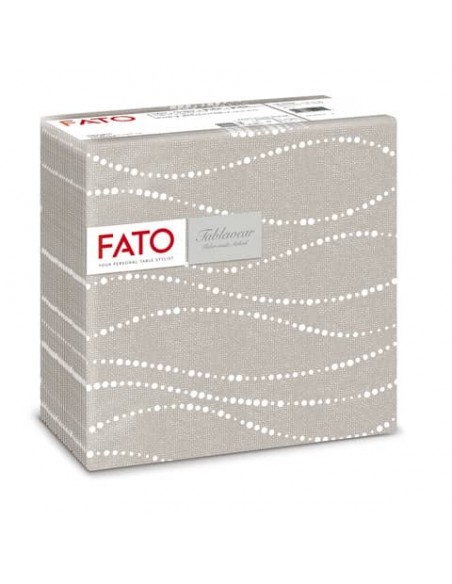 Tovaglioli piegati 1 velo Fato Tablewear 40x40 cm  pura cellulosa decoro Perle tortora conf. 50 pezzi - 88446600