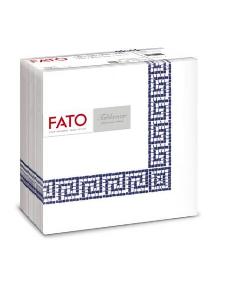 Tovaglioli piegati 1 velo Fato Tablewear 40x40 cm pura cellulosa decoro Mykonos blu - conf. 50 pezzi - 88446100