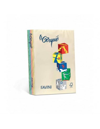 Carta colorata Favini Le Cirque A4 80 g/m² assortiti 5 colori tenui risma da 500 fogli - A71X504
