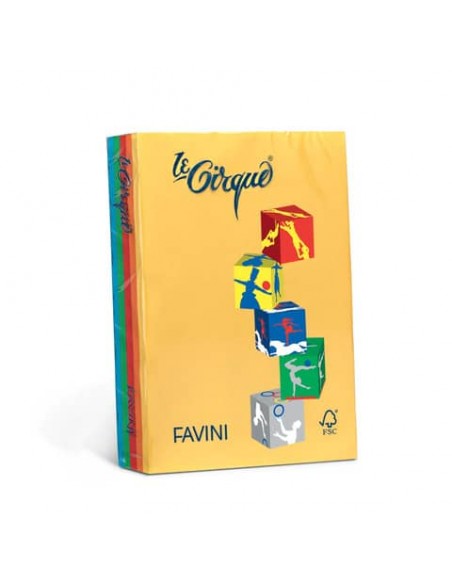 Carta colorata Favini Le Cirque A4 160 g/m² assortiti 5 colori forti risma da 250 fogli - A74X314