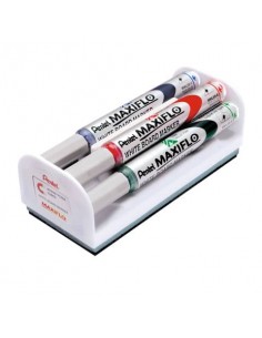 Set cancellino + 4 marcatori Pentel Maxiflo punta conica 4 mm - colori assortiti - MWL5S-4N