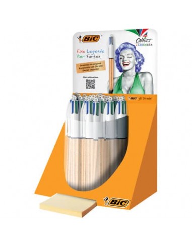 Penna a sfera a scatto BIC 4 Colours Shine fusto oro texturizzato - assortiti 4 colori - 992701