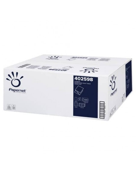 Carta igienica interfogliata Papernet 2 veli - 224 strappi 11x21 cm - bianco Conf. 40 pezzi bianco - 421345