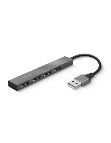 Hub Mini USB 2.0 a 4 porte in alluminio Trust grigio 23786