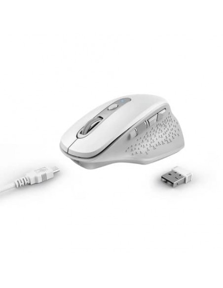 Mouse ergonomico ricaricabile wireless Trust OZAA ricevitore USB A 2.0 - portata 10 m - bianco - 24035
