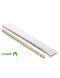 Palette da caffè in legno monouso 114 mm Scatolificio del Garda - imbustate con box dispenser - Conf. 1000 pezzi - 11406