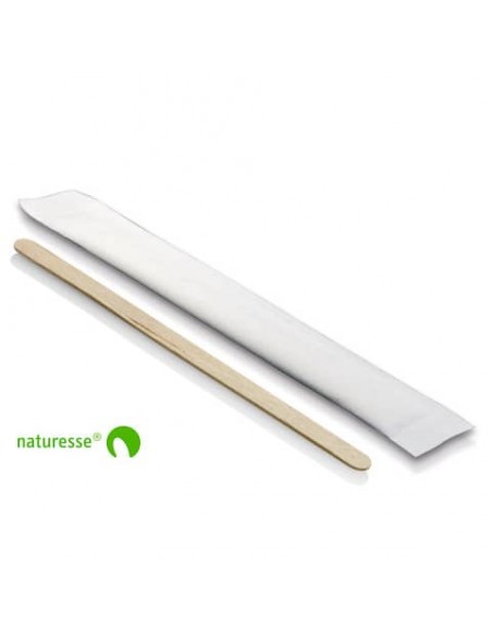 Palette da caffè in legno monouso 114 mm Scatolificio del Garda - imbustate con box dispenser - Conf. 1000 pezzi - 11406