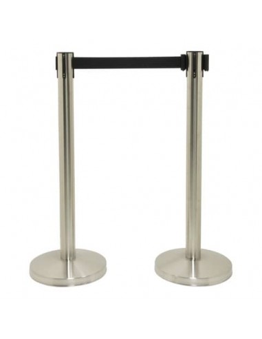 Set di 2 colonne segnapercorso Securit® 93x33x33 cm nastro retrattile nero 210 cm acciaio inox  grigio-nero RS-RT-LW-CH