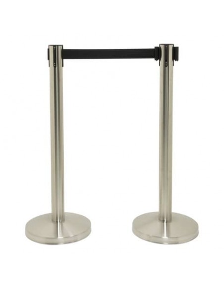 Set di 2 colonne segnapercorso Securit® 93x33x33 cm nastro retrattile nero 210 cm acciaio inox  grigio-nero RS-RT-LW-CH