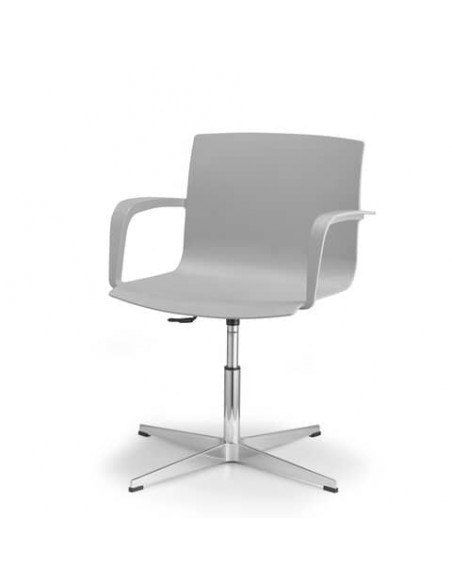 Sedia visitatore girevole su piedini fissi Unisit Melissa MEGP scocca in PPL grigio - braccioli strutturali - MEGP/GR