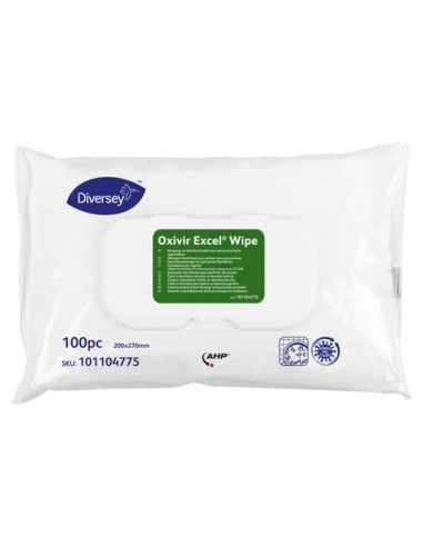 Salviette detergenti disinfettanti per superfici Diversey Oxivir Excel Wipes - Conf. 100 salviette - 101105056