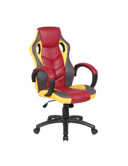 Poltrona gaming per adulti Serena Group Las Vegas L61 x P66 x H106/116 cm - granata-giallo - GA9381RM