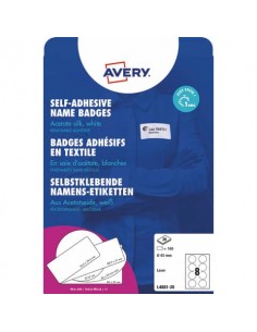 Badge adesivi per tessuti rotondi Avery Ø 65 mm - 8 et/foglio - stampanti laser Conf. 20 fogli - L4881-20