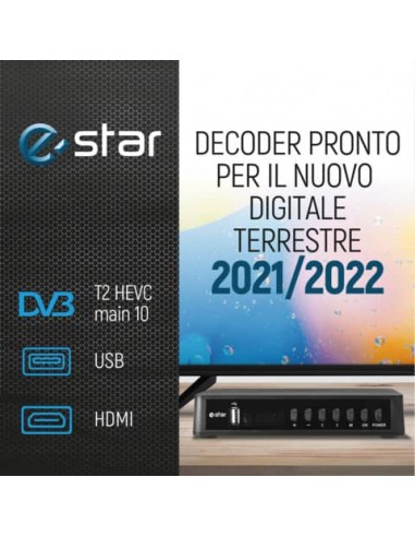 Ricevitore digitale terrestre eSTAR  T2 618 UHD - DVBT-2 RJ45  nero - T2 618 UHD