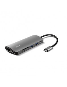 Adattatore USB C Trust DALYX 7 7-in-1 HDMI - 2xUSB-A -USB-C - Ethernet - Micro SD - SD card - alluminio - 23775