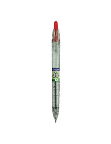 Penna a sfera a scatto Pilot ecoball B2P ricaricabile - punta 1 mm - inchiostro a base d'olio - rosso - 040178