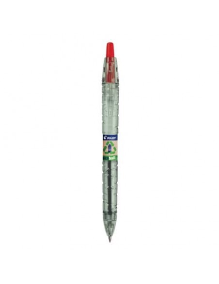 Penna a sfera a scatto Pilot ecoball B2P ricaricabile - punta 1 mm - inchiostro a base d'olio - rosso - 040178
