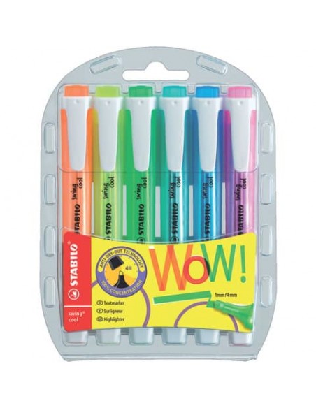 Evidenziatore Stabilo Swing® Cool 1-4 mm - assortiti fluo - conf. 6 pezzi - 275/6-3
