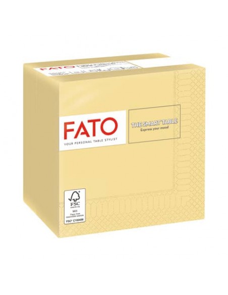 Tovaglioli piegati 2 veli Fato Smart Table pura cellulosa 24x24 cm champagne conf. 100 pezzi - 82541003