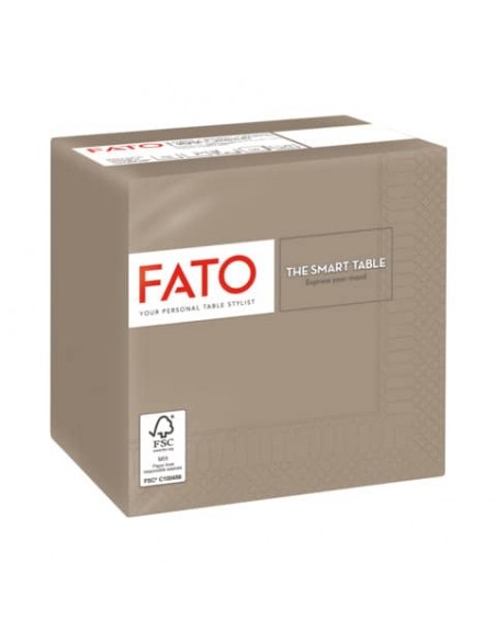 Tovaglioli piegati 2 veli Fato Smart Table pura cellulosa 24x24 cm - tortora conf. 100 pezzi - 82236003