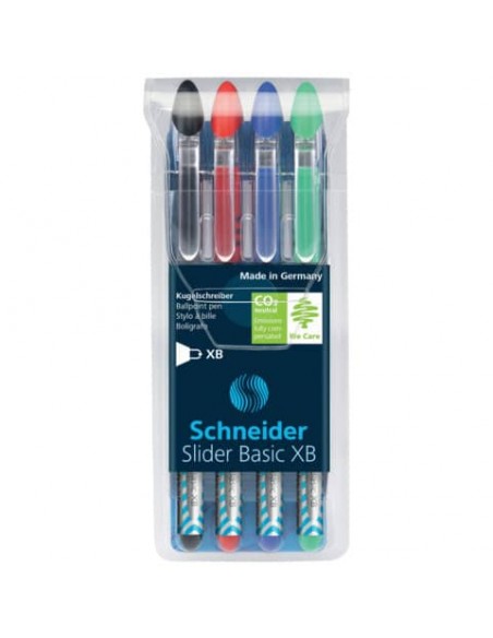 Penne a sfera Schneider Slider Basic - tratto XB - astuccio da 4 assortiti P151294