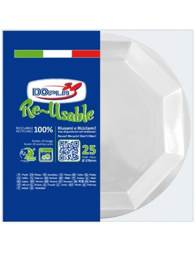 Piatti in polistirene Dopla Re-Usable Ø 170 mm - Frutta - conf. 25 pezzi - 12512