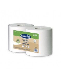 Bobina Multiuso 2 veli Bulkysoft Comfort Wiper 168 mt - bianco - Conf. 2 rotoli - 55936.E10