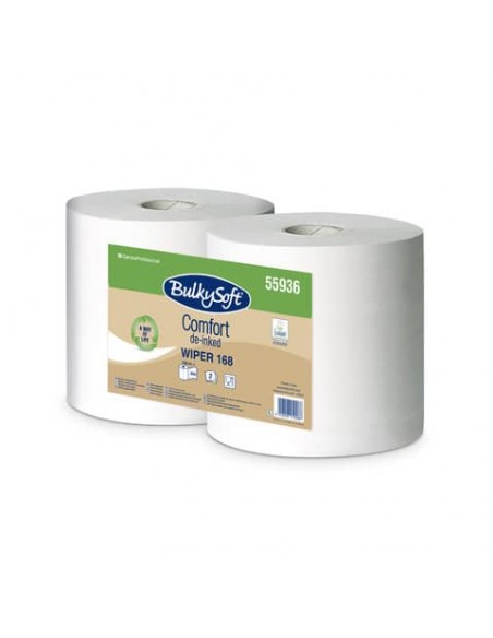 Bobina Multiuso 2 veli Bulkysoft Comfort Wiper 168 mt - bianco - Conf. 2 rotoli - 55936.E10