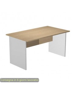 Scrivania piano rovere 120x80xH.72 cm gamba a pannello in melaminico grigio alluminio linea Presto - 004PAN/C5