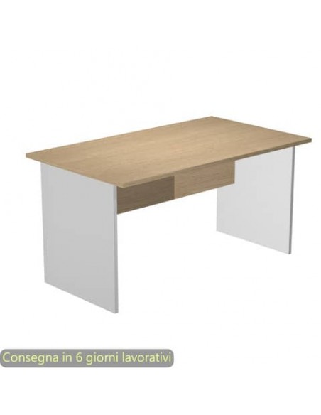 Scrivania piano rovere 120x80xH.72 cm gamba a pannello in melaminico grigio alluminio linea Presto - 004PAN/C5