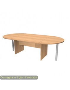 Tavolo riunione ovale faggio 220x110xH.72 cm gamba a pannello in melaminico linea Presto - TR-220/6