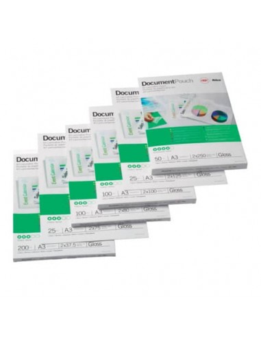 Pouches per plastificatrici GBC matt - 2x75 µm - opache - A3  Conf. 100 pezzi  - 41660E