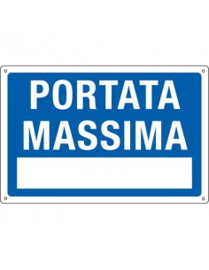 Cartello informativo 30x20 cm Cartelli Segnalatori ''Portata Massima'' 3101
