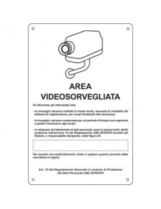 Cartello area video 20x30 cm Immagine bianca Cartelli Segnalatori ''Area sottoposta a videosorveglianza'' - 33328