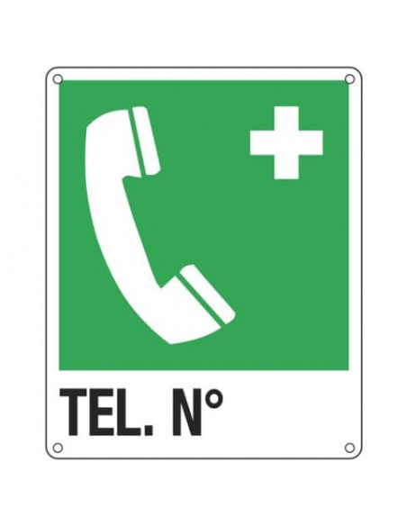 Cartello d'emergenza 25x31 cm Cartelli Segnalatori ''Telefono di emergenza. Telefono n°'' - E20162X
