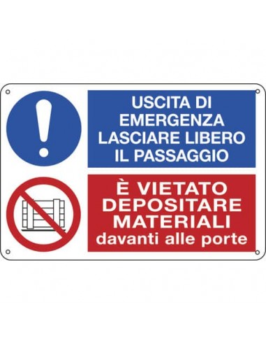 Cartello informativo 30x20 cm Cartelli Segnalatori ''Uscita d'emergenza