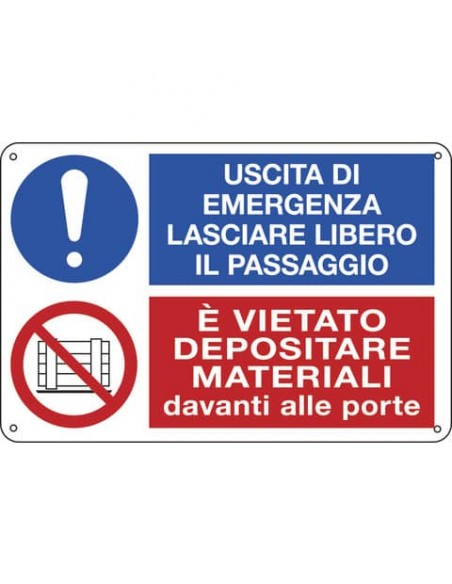 Cartello informativo 30x20 cm Cartelli Segnalatori ''Uscita d'emergenza