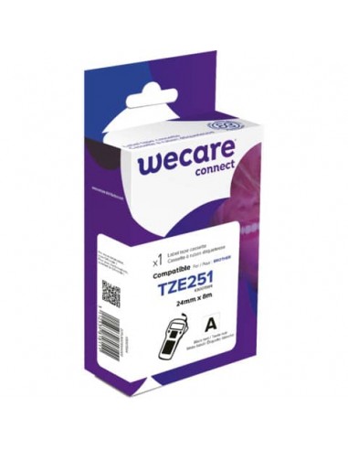 Nastro compatibile Brother 24 mm x 8 mt Wecare nero/bianco K80015W4