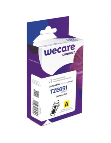 Nastro compatibile Brother 24 mm x 8 mt Wecare nero/giallo K80032W4