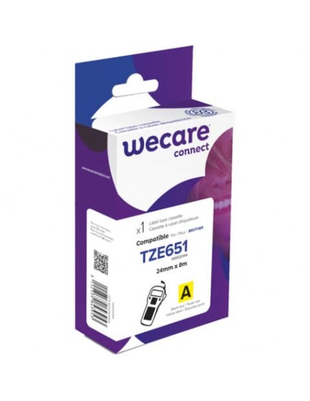 Nastro compatibile Brother 24 mm x 8 mt Wecare nero/giallo K80032W4