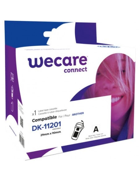 Rotolo 400 etichette compatibili Brother 29 mm x 90 mm Wecare nero/bianco K80049W4