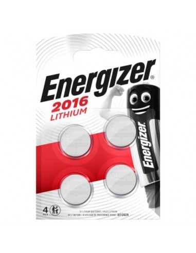 Batterie al litio a bottone Energizer Lithium BP4 3V CR2016 - conf. 4 pz rossa - E300849000