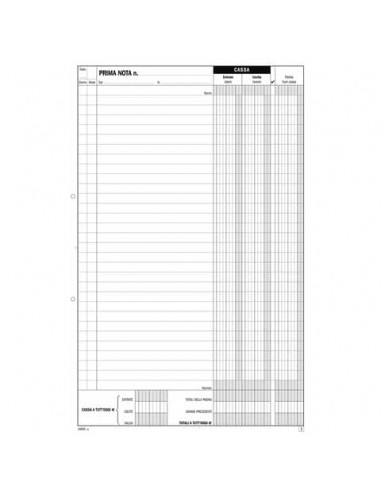 Prima nota entrate-uscite fuori cassa blocco di 50/50 copie autoricalcanti data ufficio A4 - DU1683C0000