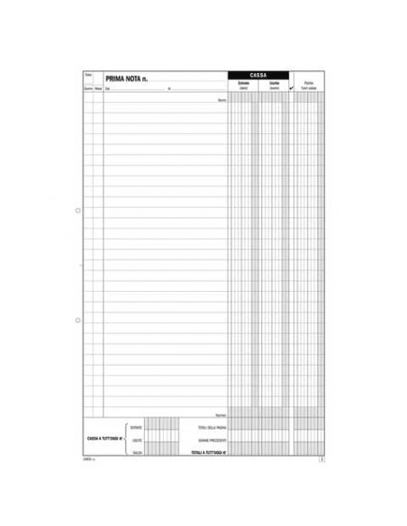 Prima nota entrate-uscite fuori cassa blocco di 50/50 copie autoricalcanti data ufficio A4 - DU1683C0000