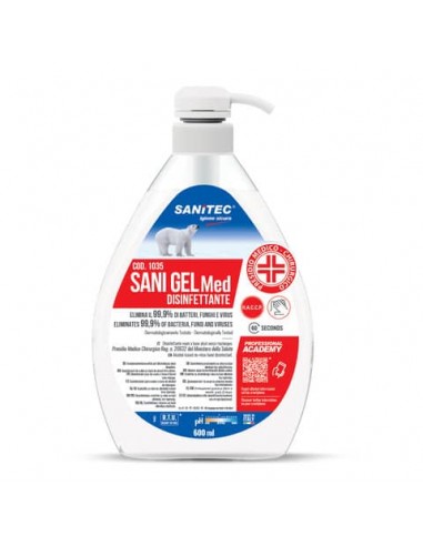 Disinfettante mani a base alcol senza risciacquo Sani Gel MED Sanitec 600 ml 1035