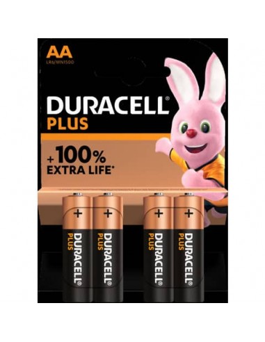 Batterie alcaline Duracell Plus100 Stilo AA - MN1500 - blister da 4 - DU0101