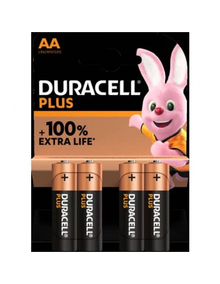 Batterie alcaline Duracell Plus100 Stilo AA - MN1500 - blister da 4 - DU0101