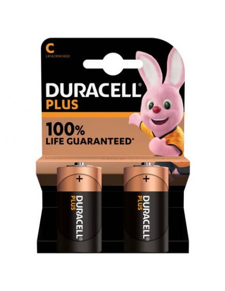 Batterie alcaline Duracell Plus100 Mezzatorcia C - MN1400 - blister da 2 - DU0301