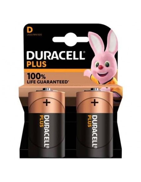 Batteria alcaline Duracell Plus100 Torcia D - MN1300 - blister da 2  - DU0401